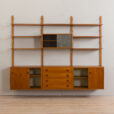 23009 Vintage Danish modular teak bookcase, system of 7 wall shelves _ 4 cabinets 75cm wide each, 1970s-8