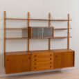 23009 Vintage Danish modular teak bookcase, system of 7 wall shelves _ 4 cabinets 75cm wide each, 1970s-9