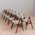 23012 Set of 10 mid-century Danish teak dining chairs by Th. Harlev for FARSTRUP MØBLER in blue wool,1950s-1