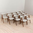 23012 Set of 14 mid-century Danish teak dining chairs by Th. Harlev for FARSTRUP MØBLER in blue wool,1950s-2