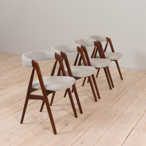 23012 Set of 4 mid-century Danish teak dining chairs by Th. Harlev for FARSTRUP MØBLER in blue wool,1950s-3 23012 Set of 4 mid-century Danish teak dining chairs by Th. Harlev for FARSTRUP MØBLER in blue wool,1950s-3