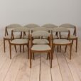 23013 Set of 8 Kai Kristiansen teak dining chair 31 reupholstered in ... , Denmark, 60s-1