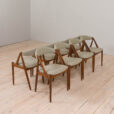 23013 Set of 8 Kai Kristiansen teak dining chair 31 reupholstered in ... , Denmark, 60s-3