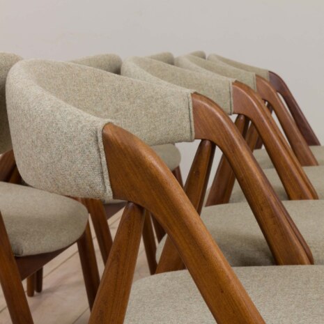 23013 Set of 8 Kai Kristiansen teak dining chair 31 reupholstered in ... , Denmark, 60s-5 23013 Set of 8 Kai Kristiansen teak dining chair 31 reupholstered in ... , Denmark, 60s-5