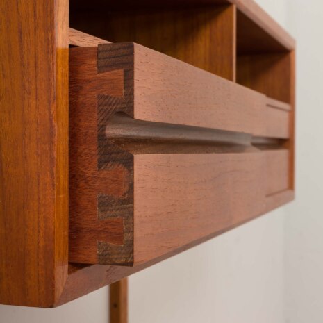 23022 Vintage teak entry wall unit bookcase, CADO shelving by P. Cadovius, Denmark, 1960s-8 23022 Vintage teak entry wall unit bookcase, CADO shelving by P. Cadovius, Denmark, 1960s-8