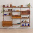 23024 Danish vintage modular bookcase in teak, system of 10 wall shelves and 3 cabinets, CADO wall unit by P. Cadovius, 1960s v.2-1