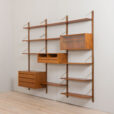 23024 Danish vintage modular bookcase in teak, system of 10 wall shelves and 3 cabinets, CADO wall unit by P. Cadovius, 1960s v.2-3