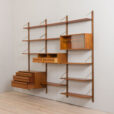 23024 Danish vintage modular bookcase in teak, system of 10 wall shelves and 3 cabinets, CADO wall unit by P. Cadovius, 1960s v.2-4