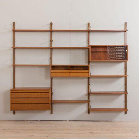 23024 Danish vintage modular bookcase in teak, system of 10 wall shelves and 3 cabinets, CADO wall unit by P. Cadovius, 1960s v.2-5 23024 Danish vintage modular bookcase in teak, system of 10 wall shelves and 3 cabinets, CADO wall unit by P. Cadovius, 1960s v.2-5