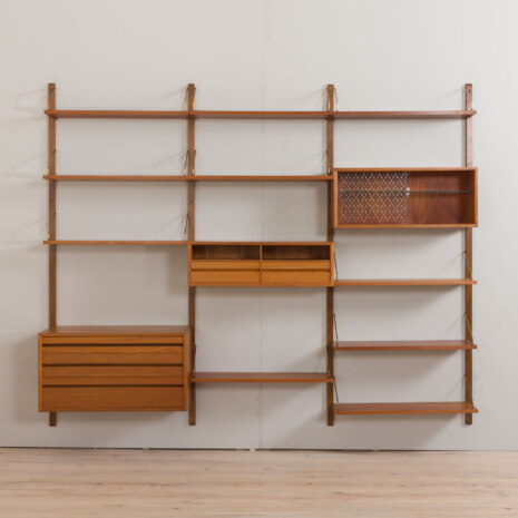 23024 Danish vintage modular bookcase in teak, system of 10 wall shelves and 3 cabinets, CADO wall unit by P. Cadovius, 1960s v.2-6 23024 Danish vintage modular bookcase in teak, system of 10 wall shelves and 3 cabinets, CADO wall unit by P. Cadovius, 1960s v.2-6