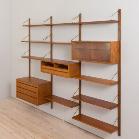 23024 Danish vintage modular bookcase in teak, system of 10 wall shelves and 3 cabinets, CADO wall unit by P. Cadovius, 1960s v.2-8 23024 Danish vintage modular bookcase in teak, system of 10 wall shelves and 3 cabinets, CADO wall unit by P. Cadovius, 1960s v.2-8