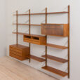 23024 Danish vintage modular bookcase in teak, system of 10 wall shelves and 3 cabinets, CADO wall unit by P. Cadovius, 1960s v.2-8