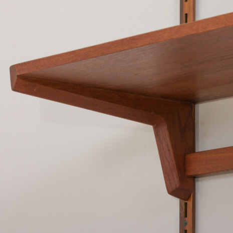 23036 Vintage Danish modern modular teak bookcase, system of 9 wall shelves _ 3 cabinets by K. Kristiansen for FM Mobler, 1960s v.1-15 23036 Vintage Danish modern modular teak bookcase, system of 9 wall shelves _ 3 cabinets by K. Kristiansen for FM Mobler, 1960s v.1-15