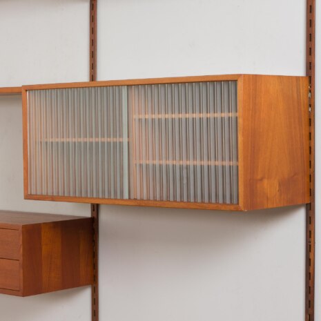 23036 Vintage Danish modern modular teak bookcase, system of 9 wall shelves _ 3 cabinets by K. Kristiansen for FM Mobler, 1960s v.3-11 23036 Vintage Danish modern modular teak bookcase, system of 9 wall shelves _ 3 cabinets by K. Kristiansen for FM Mobler, 1960s v.3-11