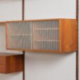 23036 Vintage Danish modern modular teak bookcase, system of 9 wall shelves _ 3 cabinets by K. Kristiansen for FM Mobler, 1960s v.3-11