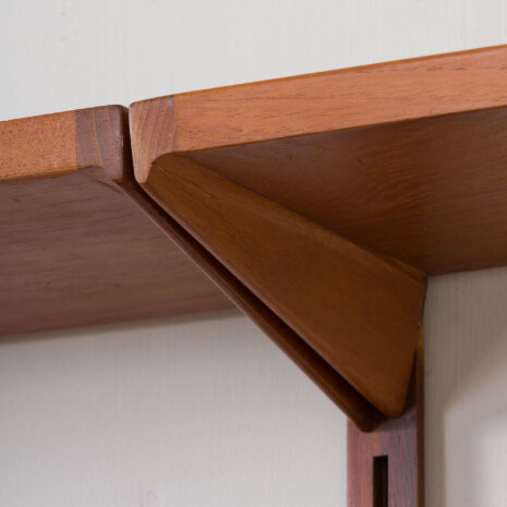 23036 Vintage Danish modern modular teak bookcase, system of 9 wall shelves _ 3 cabinets by K. Kristiansen for FM Mobler, 1960s v.3-16 23036 Vintage Danish modern modular teak bookcase, system of 9 wall shelves _ 3 cabinets by K. Kristiansen for FM Mobler, 1960s v.3-16