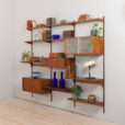 23036 Vintage Danish modern modular teak bookcase, system of 9 wall shelves _ 3 cabinets by K. Kristiansen for FM Mobler, 1960s v.3-2