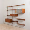 23036 Vintage Danish modern modular teak bookcase, system of 9 wall shelves _ 3 cabinets by K. Kristiansen for FM Mobler, 1960s v.3-3