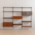 23036 Vintage Danish modern modular teak bookcase, system of 9 wall shelves _ 3 cabinets by K. Kristiansen for FM Mobler, 1960s v.3-8
