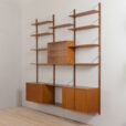 23053 Poul Cadovious extra large teak three bay wall bookshelf with bar cabinet for Cado, Denmark 1960s-3