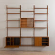 23053 Poul Cadovious extra large teak three bay wall bookshelf with bar cabinet for Cado, Denmark 1960s-6
