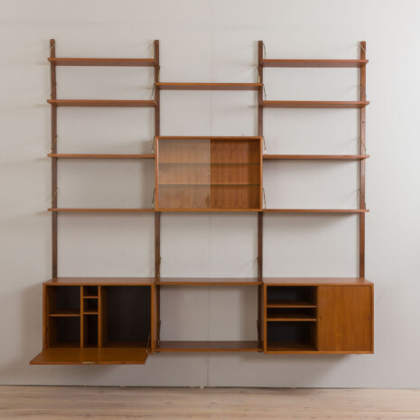 23053 Poul Cadovious extra large teak three bay wall bookshelf with bar cabinet for Cado, Denmark 1960s-7 23053 Poul Cadovious extra large teak three bay wall bookshelf with bar cabinet for Cado, Denmark 1960s-7