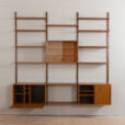 23053 Poul Cadovious extra large teak three bay wall bookshelf with bar cabinet for Cado, Denmark 1960s-7