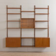 23053 Poul Cadovious extra large teak three bay wall bookshelf with bar cabinet for Cado, Denmark 1960s-8