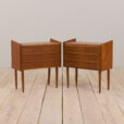 23057 Pair of Danish mid century modern teak nightstands with three drawers, 1960s-1
