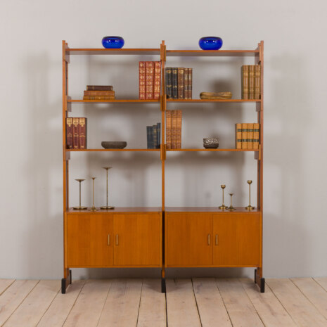 23064 Italian Vintage bookcase room divider, free standing shelving in teak, 1960s-1 23064 Italian Vintage bookcase room divider, free standing shelving in teak, 1960s-1