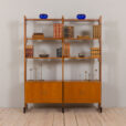 23064 Italian Vintage bookcase room divider, free standing shelving in teak, 1960s-1