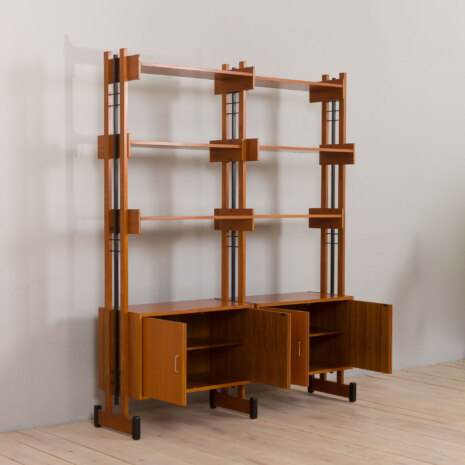 23064 Italian Vintage bookcase room divider, free standing shelving in teak, 1960s-4 23064 Italian Vintage bookcase room divider, free standing shelving in teak, 1960s-4