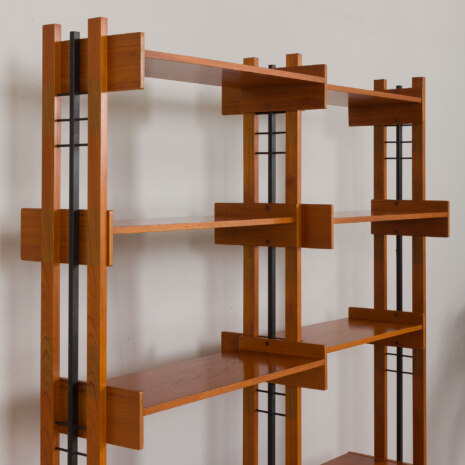 23064 Italian Vintage bookcase room divider, free standing shelving in teak, 1960s-8 23064 Italian Vintage bookcase room divider, free standing shelving in teak, 1960s-8