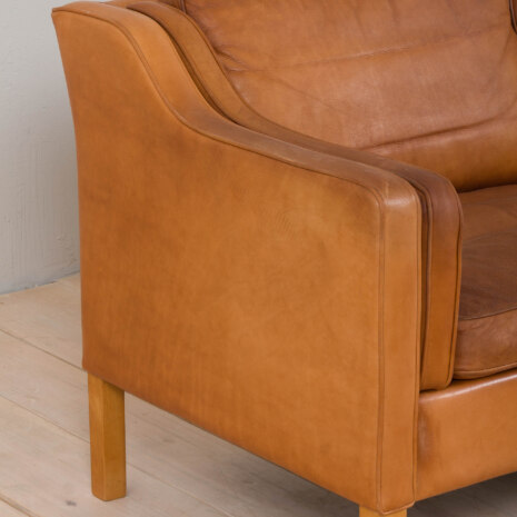 23071 Vintage light brown leather 3 seater sofa by Stouby in B. Mogensen style, Denmark, 1960s-13 23071 Vintage light brown leather 3 seater sofa by Stouby in B. Mogensen style, Denmark, 1960s-13
