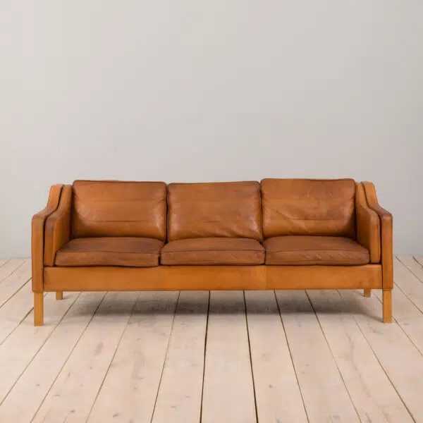 vintage an・an no.3 Vintage light cognac aniline leather 3 seater sofa by Mogens
