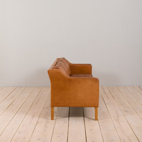 23071 Vintage light brown leather 3 seater sofa by Stouby in B. Mogensen style, Denmark, 1960s-4 23071 Vintage light brown leather 3 seater sofa by Stouby in B. Mogensen style, Denmark, 1960s-4