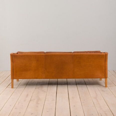 23071 Vintage light brown leather 3 seater sofa by Stouby in B. Mogensen style, Denmark, 1960s-5 23071 Vintage light brown leather 3 seater sofa by Stouby in B. Mogensen style, Denmark, 1960s-5
