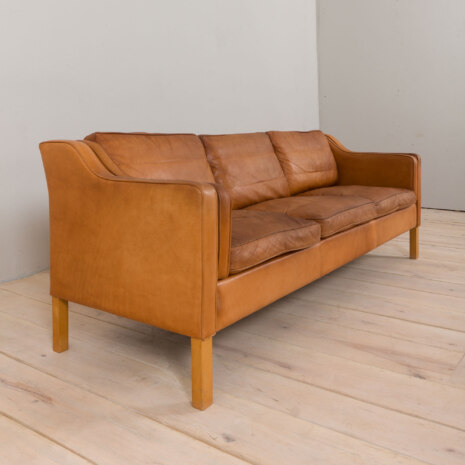 23071 Vintage light brown leather 3 seater sofa by Stouby in B. Mogensen style, Denmark, 1960s-6 23071 Vintage light brown leather 3 seater sofa by Stouby in B. Mogensen style, Denmark, 1960s-6