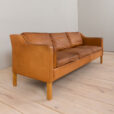 23071 Vintage light brown leather 3 seater sofa by Stouby in B. Mogensen style, Denmark, 1960s-6