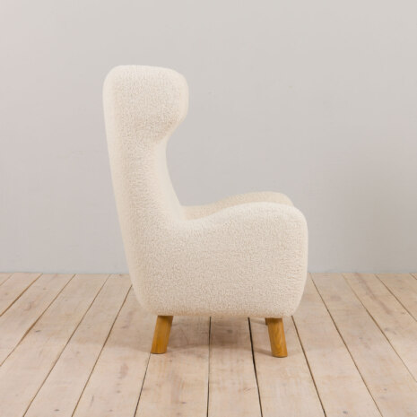 23074 Extra Large Flemming Lassen style armchair in boucle fabric and oak. Denmark 1960s-3 23074 Extra Large Flemming Lassen style armchair in boucle fabric and oak. Denmark 1960s-3