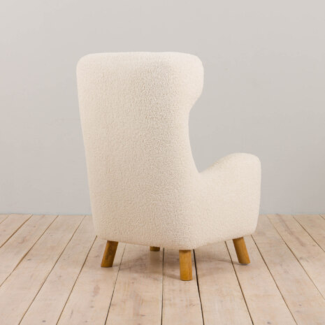 23074 Extra Large Flemming Lassen style armchair in boucle fabric and oak. Denmark 1960s-4 23074 Extra Large Flemming Lassen style armchair in boucle fabric and oak. Denmark 1960s-4