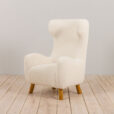 23074 Extra Large Flemming Lassen style armchair in boucle fabric and oak. Denmark 1960s-6