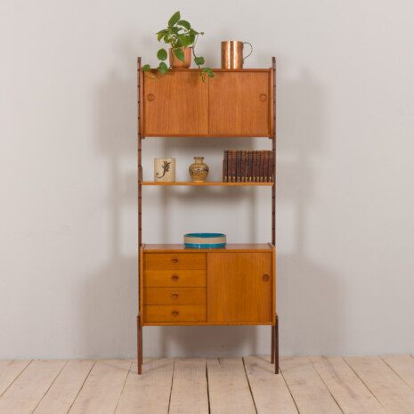 22348 Ergo free standing teak wall unit, bookcase by John Texmon and Einar Blindheim for Blindheim Mobelfabrikk, Norway, 1960s-1 22348 Ergo free standing teak wall unit, bookcase by John Texmon and Einar Blindheim for Blindheim Mobelfabrikk, Norway, 1960s-1