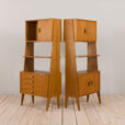 22489 Italian two sections modular bookcase, or room divider in light mahogany and brass, 1970s-14