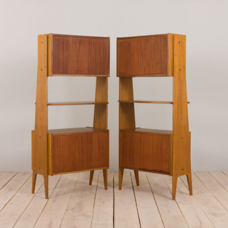 22489 Italian two sections modular bookcase, or room divider in light mahogany and brass, 1970s-16 22489 Italian two sections modular bookcase, or room divider in light mahogany and brass, 1970s-16