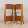 22489 Italian two sections modular bookcase, or room divider in light mahogany and brass, 1970s-16