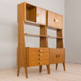 22489 Italian two sections modular bookcase, or room divider in light mahogany and brass, 1970s-2