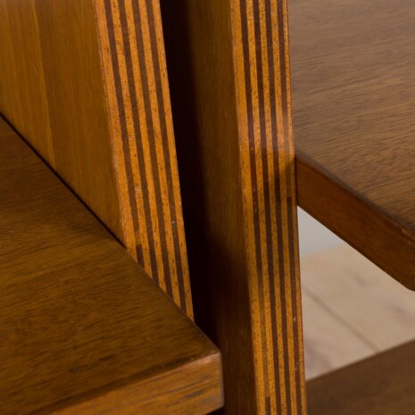 22489 Italian two sections modular bookcase, or room divider in light mahogany and brass, 1970s-8 22489 Italian two sections modular bookcase, or room divider in light mahogany and brass, 1970s-8