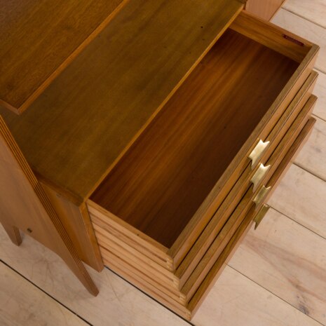 22489 Italian two sections modular bookcase, or room divider in light mahogany and brass, 1970s-9 22489 Italian two sections modular bookcase, or room divider in light mahogany and brass, 1970s-9