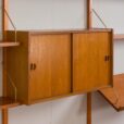 23050 Poul Cadovius style teak wall unit with 4 cabinets and expository shelf, Denmark 1970s-12